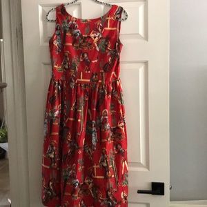 Drop waste cowboy pattern dress